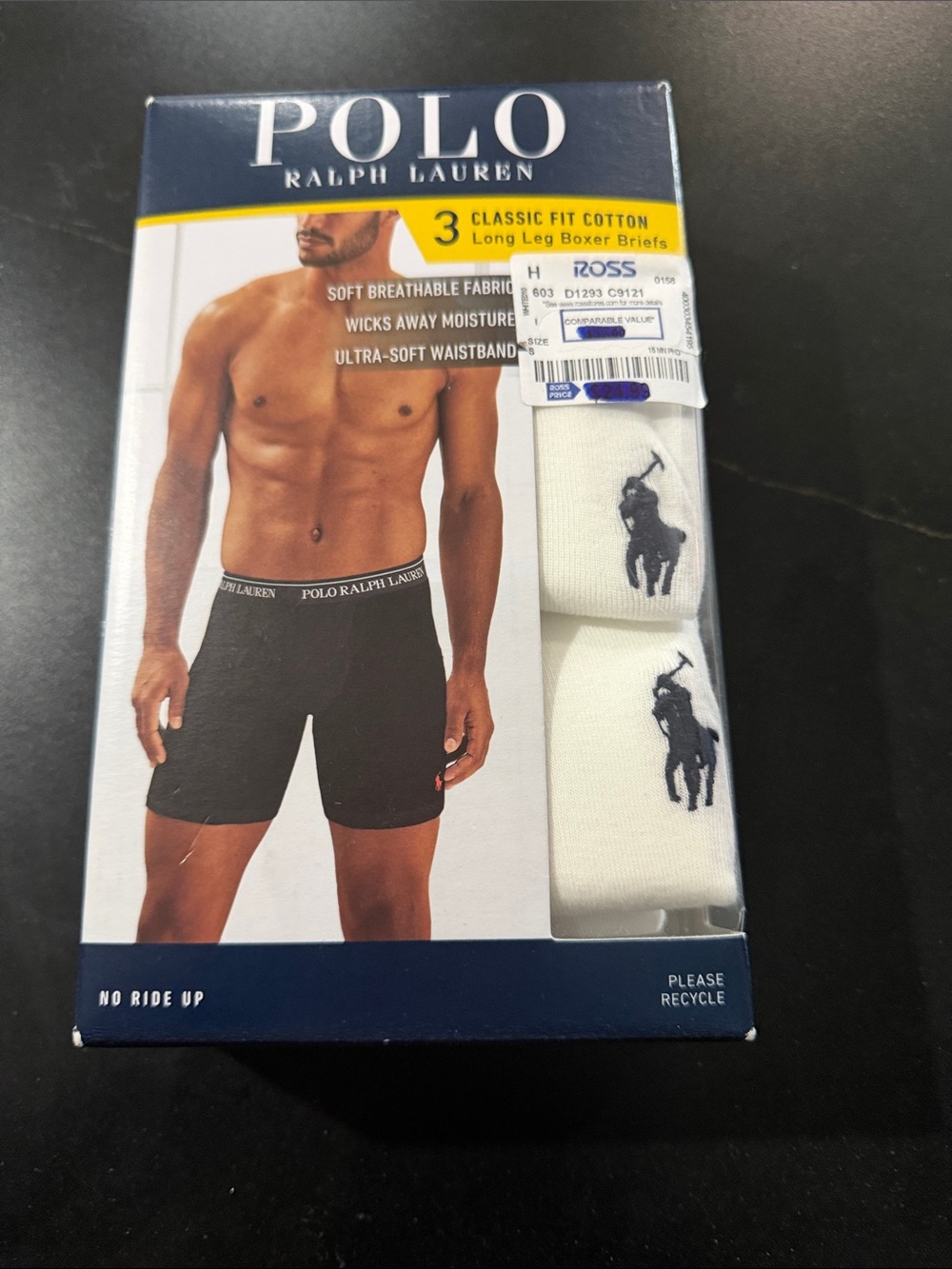 NWT POLO by RALPH LAUREN Men’s White Boxer Briefs with Navy Pony Logo (3-Pack)